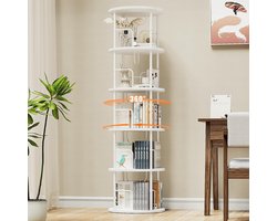 Goodivery ® - Boekenkast - 360° Draaibare Boekenkast - Staande plank - 5 niveaus - 45D x 160H x 45W - Wit