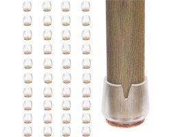 Goodivery - Chair Leg Protectors - Stoelvoetbeschermers - 40-PACK -12-16MM - Robuuste siliconen cups voor meubels, krukken, tafels, stoelen, bureaus, kasten, banken, zachte vilten onderkant - (Transparant (40 stuks), XS (12-16MM))