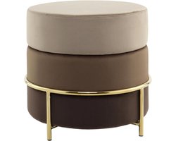 Goodivery ® Chique Fluwelen Poef met Gouden Metalen Frame voor Woonkamer en Slaapkamer