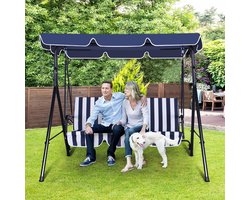 Goodivery ® Comfortabele Buiten Schommelbank Voor 3 Personen Met Verstelbare Luifel En Kussen