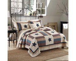 Goodivery ® Comfortabele en Stijlvolle Katoenen Bedsprei met Sterpatroon voor Tweepersoonsbed
