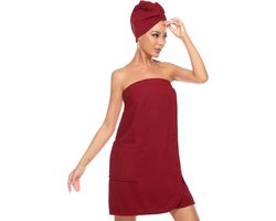 Goodivery ® Comfortabele Sauna Kilt voor Vrouwen met Handige Haarhanddoek en Verstelbare Klittenbandsluiting