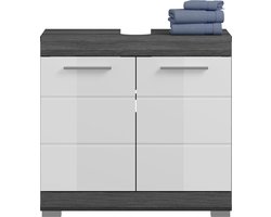 Goodivery ® Compacte Badkamermeubelset met Hoogglans Wit en Zilverkleurige Accenten