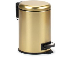 Goodivery® Compacte gouden badkamervuilnisemmer met pedaal en sluitdemping - 3L - 18x23x25cm - Goud