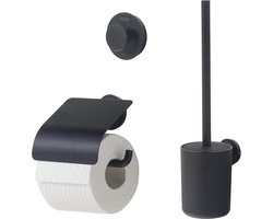 Goodivery ® Complete Badkamer Accessoire Set met Verwisselbare Decoratieringen, Zwart