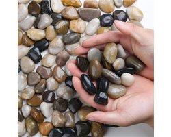 Goodivery ® Decoratieve stenen rivierkiezels, gepolijste stenen voor kamerplanten, terrarium, grind, decoratieve kiezels voor plantenpotten, vetplanten, vaasvullingen, 0.1- 0.2 cm, veelkleurig