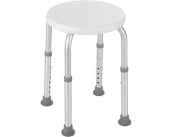 Goodivery® - Douchestoel - Douchekruk - Douche Stoel - Douchekruk, badkruk, douchestoel met antislip rubberen voetjes, stevig, lichtgewicht, 8-voudig in hoogte verstelbaar - 32 x 32 x 36 cm - Zilver