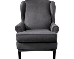 Goodivery ® Elastische Fluwelen Stoelhoes voor Oorfauteuil in Grijze Kleur