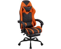 Goodivery® - Gaming Stoel met Voetsteun - Bureaustoel met Voetsteun - Gaming Chair - 55x52x124cm - Oranje