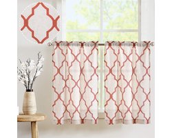 Goodivery ® Gordijnen Set van 2 in Linnenlook met Geometrisch Ontwerp en Semi-Transparante Functie