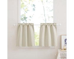 Goodivery ® Gordijnenset van Twee Lichtbeige Korte Vitrage voor Badkamer en Caravan