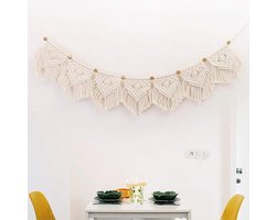 Goodivery ® Handgemaakt Macramé Wandkleed met Katoen en Houten Kralen voor Diverse Decoratieve Doeleinden