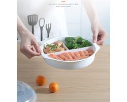 Goodivery ® Handige Magnetron Schotel met Deksel voor Koken en Opwarmen, BPA-vrij, Vaatwasser- en Vriezerveilig, 1L, Wit/Transparant