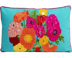 Goodivery ® Kare Fiorista Design Kussen, Blauw, 60 x 40 cm, Decoratief Sierrkussen met Rits, 100% Katoen
