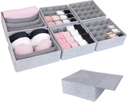 Goodivery ® Lade-organizers met stabiele basis, opbergsysteem voor sokken, bh's, ondergoed, geschikt voor IKEA-meubels, stoffen opbergdozen in grijs