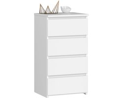 Goodivery® - Ladekast met 4 laden - ladekast - kledingkast - dressoir met plank - robuust - universeel ontwerp - wit