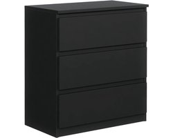 Goodivery® - Ladekast Zwart Mat met 3 laden 70 cm - ladekast dressoir Woonkamer Slaapkamer Kantoor - H: 78,5 cm, B: 70 cm, D: 39 cm - Modern Design Gelamineerde plaat