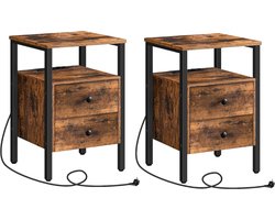 Goodivery - Ladekastje - ladekasten slaapkamer - ladekastje bureau - lade kastje - ladenkastje op wieltjes - 40x40x61cm - Donkerbruin ( 2 st)