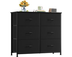 Goodivery® Ladenkastje - Dressoir voor Slaapkamer met 6 Lades - Brede Opbergorganizer - Ladekast met Stoffen Bakken voor Woonkamer, Kast, Kinderbed, Kinderkamer, Wasruimte - Zwart