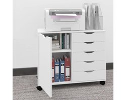 Goodivery® - Ladenkastje - Lade Kastje - Ladekasten Slaapkamer - Kantoorkast met 5 Laden en Deur - 78x40x60cm - Wit