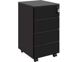 Goodivery® - Ladenkastje - Lade Kastje - Ladekasten Slaapkamer - Kast met Slot - 4 Sleutels - 4 Laden - 44x37x70cm - Zwart