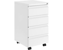 Goodivery® - Ladenkastje - Lade Kastje - Ladekasten Slaapkamer - met 4 Laden - met 4 Sleutels - 44x37x72cm - Wit