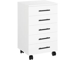 Goodivery® - Ladenkastje - Lade Kastje - Ladekasten Slaapkamer - Rolcontainer met 5 Laden - 40x40x69cm - Wit