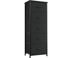 Goodivery® Ladenkastje - Ladenkast van Stof voor Slaapkamer - Ladenkast Woonkamer Hal - Ladenkast - Opbergkast met Laden - Stoffen Ladenkast - 5 Stoffen Laden - Zwart