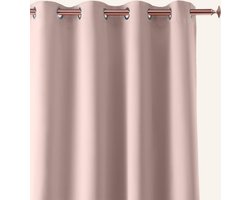 Goodivery ® Modern Verduisterend Gordijn met Zilveren Ringen voor Slaapkamer of Woonkamer, Poederroze, 140x230 cm