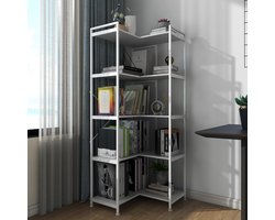 Goodivery ® Moderne Vrijstaande Boekenkast met 5 Open Planken voor Hoek, Woonkamer, Slaapkamer, Kantoor