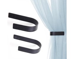 Goodivery ® Moderne Zwarte Houten Gordijnhouders Met Zelfklevende Bevestiging - Set Van 2 Stuks