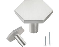 Goodivery ® Mooie en Unieke Zeshoekige Meubelknoppen voor Moderne Interieurstijlen 8 stuks mat zilver