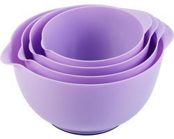 Goodivery ® Mooie Paarse Set van Stapelbare Mengkommen voor Keuken in Vier Formaten