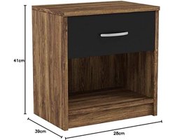 Goodivery - Nachtkastje - Laden - Kast - Bruin/zwart - 28D x 39W x 41H