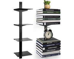 Goodivery ® Onzichtbare Zwevende Boekenplank Muurbevestigd 4-Lagen Verticale Boektoren Zware Metalen Boek Organizer voor Thuis en Kantoor