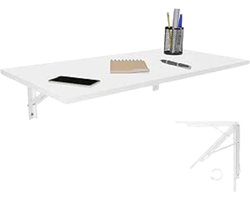 Goodivery® - Opklapbaar bureau - Wandklaptafel - bureau - tafelblad - 80 x 40 cm - wit - klaptafel - eettafel - keukentafel voor aan de muur - bartafel - statafel - wandtafel - tafel - inklapbaar voor wandmontage in kantoor, keuken - - eetkamer