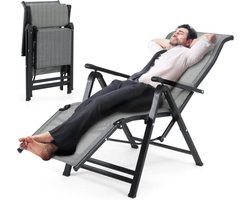 Goodivery ® Opvouwbare Relaxstoel met Armleuningen en Voetensteun, Weerbestendige Textilene Tuinstoel