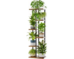 Goodivery® - Plantenrek - Buitenplantenstandaard - Binnenplantenrek - Balkonplank - Hoekplank - 6 planken - Tuin, Bonsai - Tuinmeubilair - (Bruin)