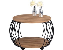 Goodivery ® Prachtige Ronde Salontafel met Opbergruimte en Wielen voor Flexibele Inrichting
