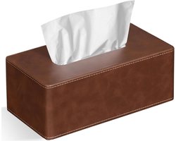 Goodivery ® Rechthoekige tissuebox van PU-leer, cosmetische tissuedispenser voor ladekast, badkamerdecoratie ,25 x 14 x 10 cm, Beige