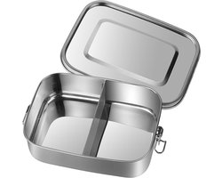Goodivery ® Roestvrij Stalen Lunchbox met Dubbele Compartimenten en Veiligheidssluiting, Grote Capaciteit voor Elke Maaltijd