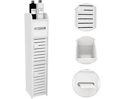 Goodivery® - Ruimtebesparende badkamerkast - Smalle hoge kast - Vrijstaand - Wit - Toiletrolhouder - Kleine toiletkast - 17 x 15 x 78 cm