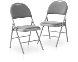 Goodivery® Set van 2 grijze klapstoelen met comfortabele bekleding en verhoogde rugleuning