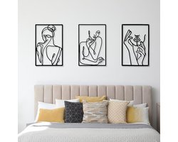 Goodivery® Set van drie metalen wanddecoraties met abstracte vrouwelijke ontwerpen