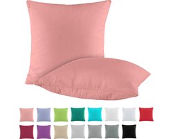 Goodivery ® Set van Twee Luxe Katoenen Kussenslopen in Diverse Trendy Kleuren, 40x40 cm, Oudroze