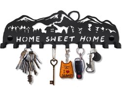 Goodivery ® Sleutelrek zwart, sleutelbord modern, Home Sweet Home sleutelhaken, sleutelhouder muur, sleutellijst met 10 haken, sleutelorganizer muur, wanddecoratie metaal, wandorganizer
