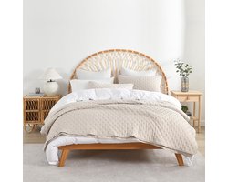 Goodivery ® Sprei, 220 x 240 cm, bedsprei, bankovertrek, lichte sprei met 2 kussenslopen, gewatteerd dekbed voor tweepersoonsbed, wit, puntvormig, 250 x 270 cm