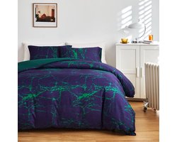 Goodivery ® Stijlvol Marmeren Beddengoedset in Lila en Blauw met Ritssluiting voor Eenpersoonsbed