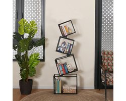 Goodivery ® Stijlvolle 4-laagse Boekenplank voor Woonkamer, Slaapkamer of Kinderkamer met Installatiehulp