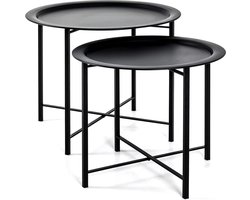 Goodivery ® Stijlvolle Art Deco Salontafel Set van Twee in Zwart Metaal voor Modern Interieur